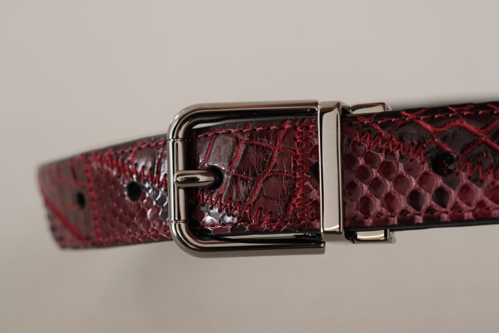 Dolce & Gabbana Red Exotic Leather Metal Logo Buckle Belt - Maison Luxe