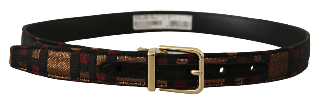 Dolce & Gabbana Multicolor Leather Jacquard Gold Metal Buckle Belt - Maison Luxe