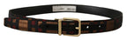 Dolce & Gabbana Multicolor Leather Jacquard Gold Metal Buckle Belt - Maison Luxe
