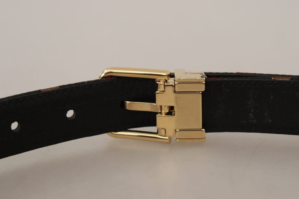 Dolce & Gabbana Multicolor Leather Jacquard Gold Metal Buckle Belt - Maison Luxe