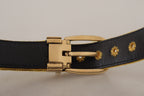 Dolce & Gabbana Mustard Velvet Gold Logo Engraved Metal Buckle Belt - Maison Luxe