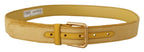 Dolce & Gabbana Yellow Velvet Gold Metal Logo Engraved Buckle Belt - Maison Luxe