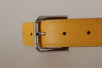 Dolce & Gabbana Yellow Leather Silver Tone Logo Metal Buckle Belt - Maison Luxe