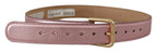 Dolce & Gabbana Metallic Pink Polished Leather Logo Metal Buckle Belt - Maison Luxe