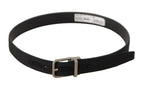 Dolce & Gabbana Black Canvas Leather Silver Tone Metal Buckle Belt - Maison Luxe