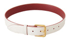 Dolce & Gabbana White Calf Leather Two-Toned Gold Metal Buckle Belt - Maison Luxe