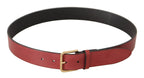 Dolce & Gabbana Red Leather Gold Logo Engraved Metal Buckle Belt - Maison Luxe