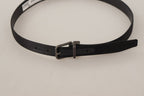 Dolce & Gabbana Black Calfskin Leather Vintage Metal Buckle Belt - Maison Luxe