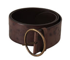 Dolce & Gabbana Dark Brown Wide Calf Leather Logo Round Buckle Belt - Maison Luxe