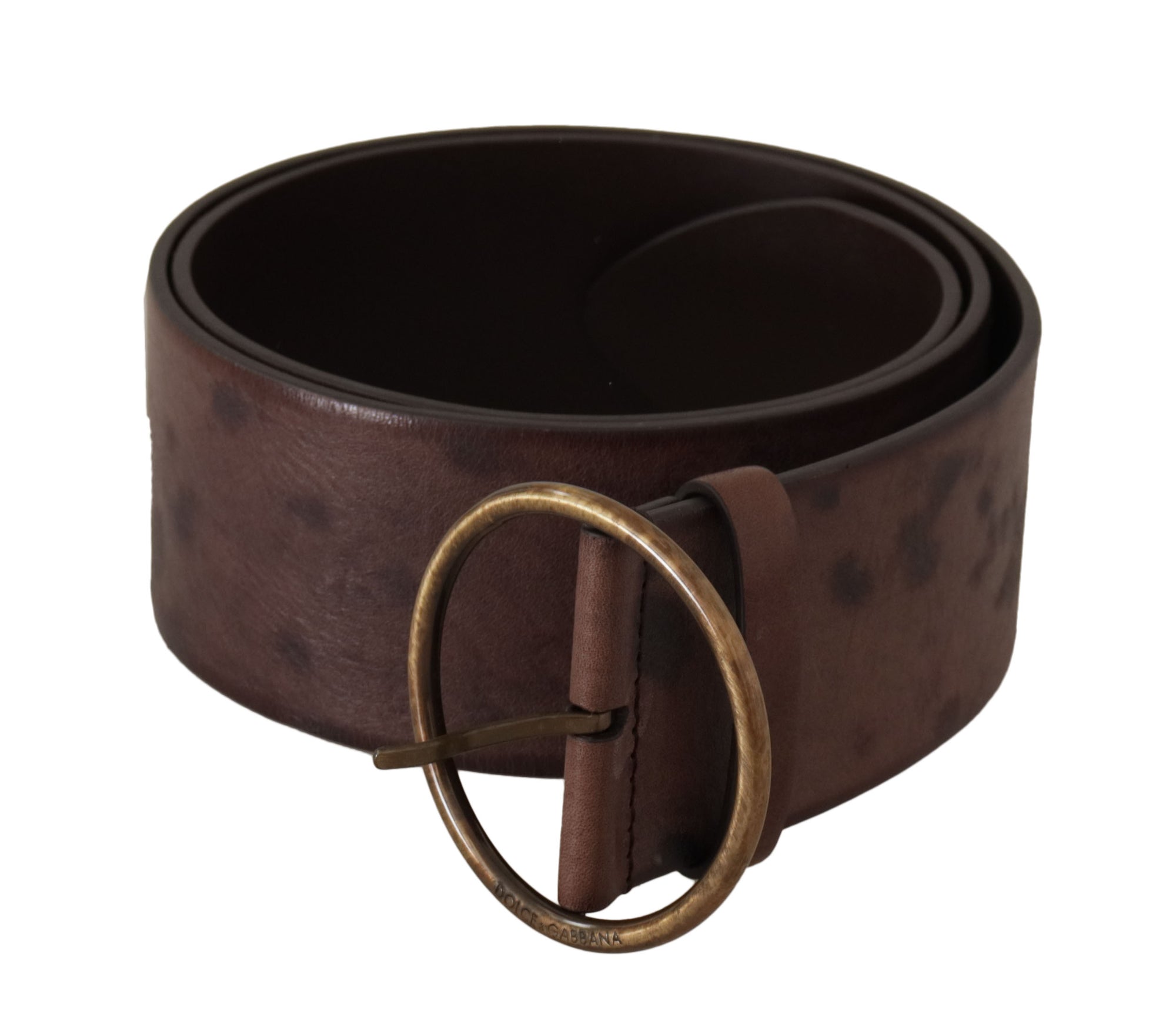 Dolce & Gabbana Dark Brown Wide Calf Leather Logo Round Buckle Belt - Maison Luxe