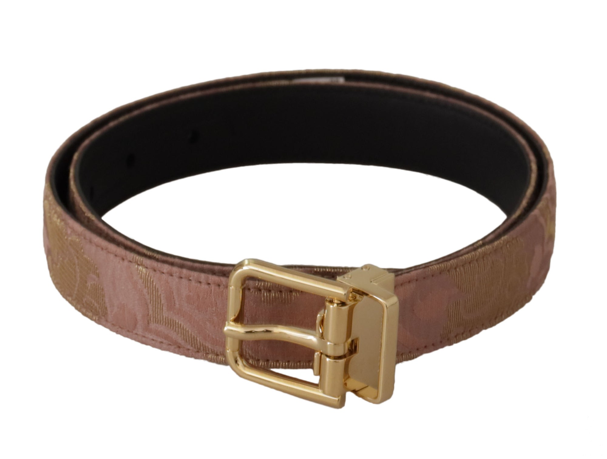 Dolce & Gabbana Rose Gold Leather Logo Engraved Metal Buckle Belt - Maison Luxe