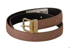 Dolce & Gabbana Rose Gold Leather Logo Engraved Metal Buckle Belt - Maison Luxe