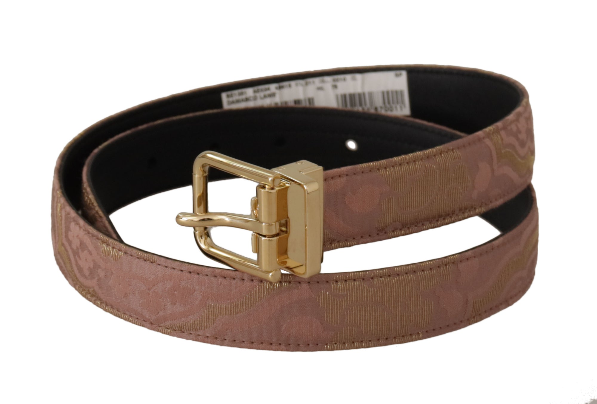 Dolce & Gabbana Rose Gold Leather Logo Engraved Metal Buckle Belt - Maison Luxe
