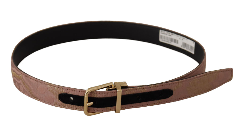 Dolce & Gabbana Rose Gold Leather Logo Engraved Metal Buckle Belt - Maison Luxe