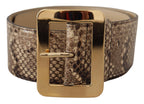 Dolce & Gabbana Brown Exotic Wide Waist Leather Gold Metal Buckle Belt - Maison Luxe