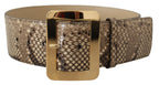 Dolce & Gabbana Brown Exotic Wide Waist Leather Gold Metal Buckle Belt - Maison Luxe