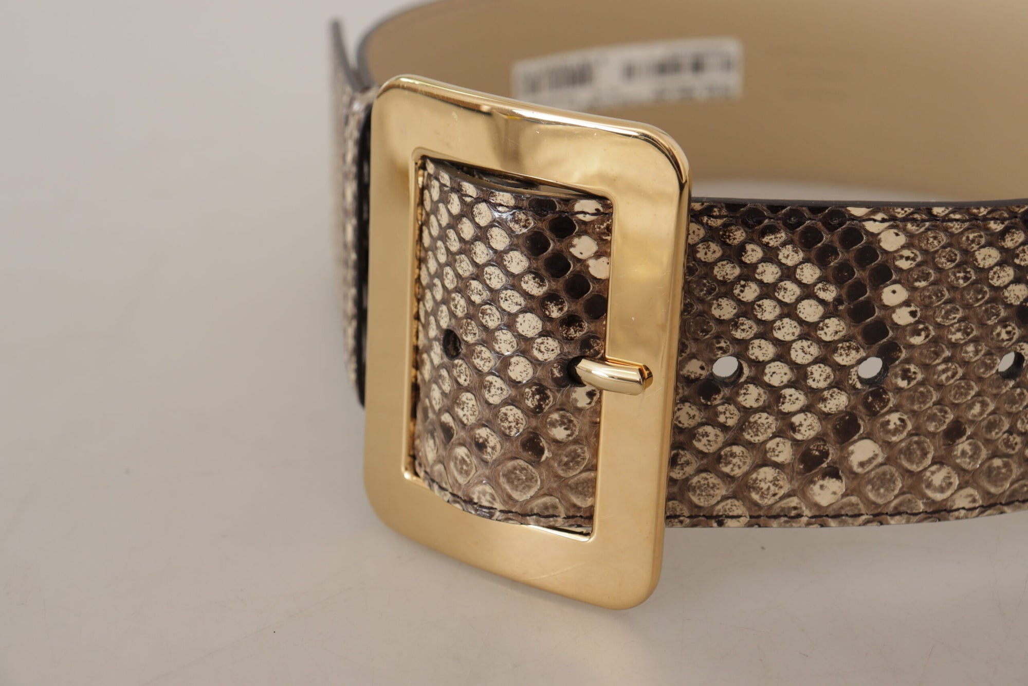 Dolce & Gabbana Brown Exotic Wide Waist Leather Gold Metal Buckle Belt - Maison Luxe