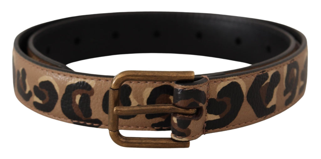 Dolce & Gabbana Brown Leopard Print Vintage Metal Waist Buckle Belt - Maison Luxe