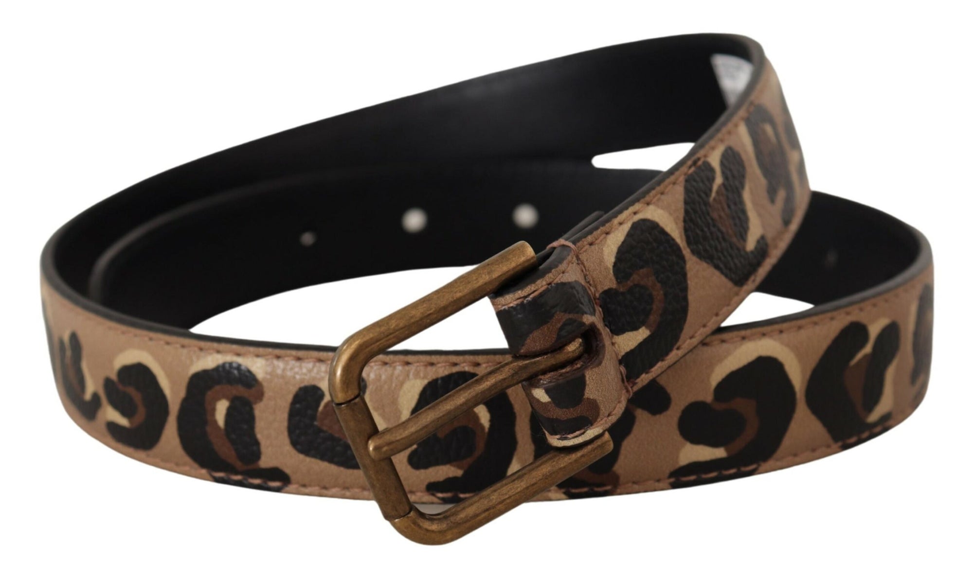 Dolce & Gabbana Brown Leopard Print Vintage Metal Waist Buckle Belt - Maison Luxe