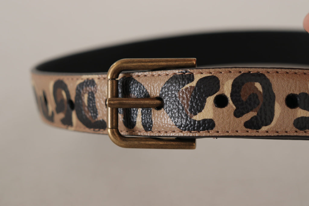 Dolce & Gabbana Brown Leopard Print Vintage Metal Waist Buckle Belt - Maison Luxe