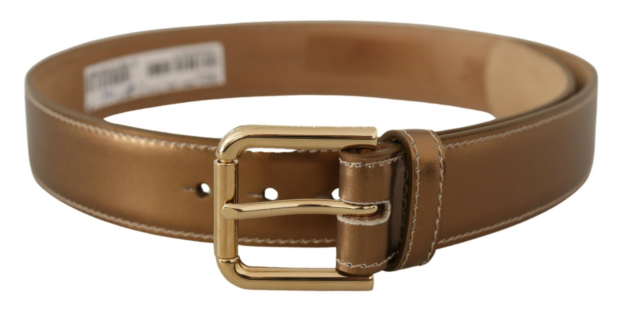 Dolce & Gabbana Bronze Calf Leather Gold Logo Waist Buckle Belt - Maison Luxe