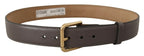 Dolce & Gabbana Gray Calfskin Leather Gold Metal Logo Buckle Belt - Maison Luxe