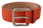 Dolce & Gabbana Orange Leather Suede Silver Logo Metal Buckle Belt - Maison Luxe