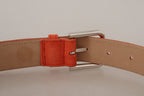 Dolce & Gabbana Orange Leather Suede Silver Logo Metal Buckle Belt - Maison Luxe