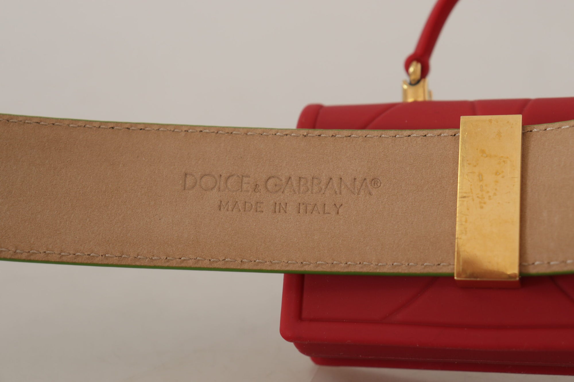 Dolce & Gabbana Green Leather Devotion Heart Micro Bag Headphones Belt - Maison Luxe