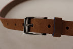 Dolce & Gabbana Brown Logo Engraved Metal Waist Buckle Belt - Maison Luxe