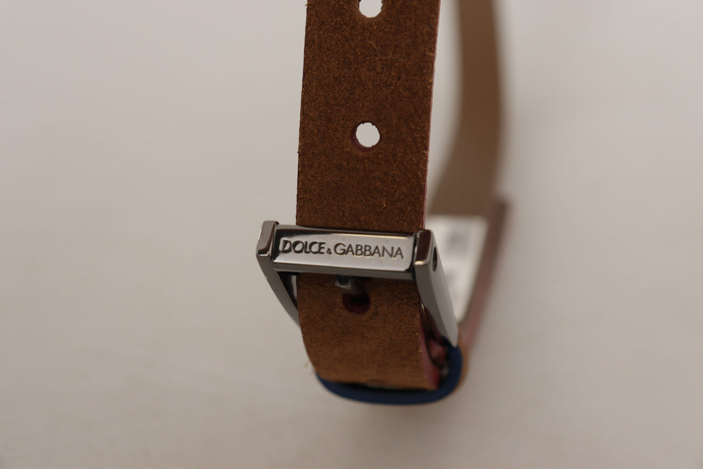 Dolce & Gabbana Brown Logo Engraved Metal Waist Buckle Belt - Maison Luxe