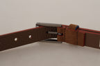 Dolce & Gabbana Brown Logo Engraved Metal Waist Buckle Belt - Maison Luxe