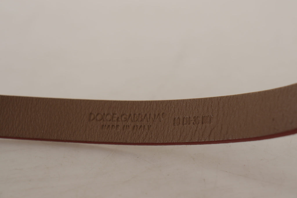 Dolce & Gabbana Brown Logo Engraved Metal Waist Buckle Belt - Maison Luxe