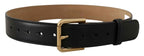 Dolce & Gabbana Black Solid Leather Classic Gold Waist Buckle Belt
