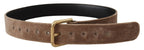 Dolce & Gabbana Light Brown Velvet Gold Tone Logo Metal Buckle Belt - Maison Luxe