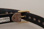 Dolce & Gabbana Light Brown Velvet Gold Tone Logo Metal Buckle Belt - Maison Luxe