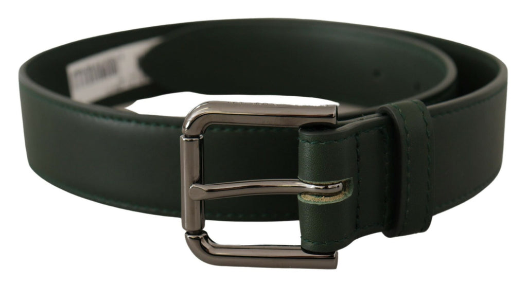 Dolce & Gabbana Army Green Leather Logo Metal Waist Buckle Belt - Maison Luxe