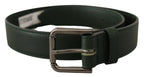 Dolce & Gabbana Army Green Leather Logo Metal Waist Buckle Belt - Maison Luxe