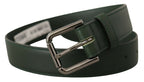 Dolce & Gabbana Army Green Leather Logo Metal Waist Buckle Belt - Maison Luxe