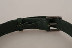 Dolce & Gabbana Army Green Leather Logo Metal Waist Buckle Belt - Maison Luxe