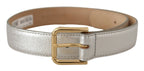 Dolce & Gabbana Silver Leather Gold Tone Logo Metal Waist Buckle Belt - Maison Luxe