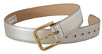 Dolce & Gabbana Silver Leather Gold Tone Logo Metal Waist Buckle Belt - Maison Luxe