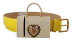 Dolce & Gabbana Yellow Leather Devotion Heart Micro Bag Headphones Belt - Maison Luxe
