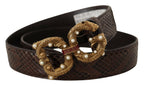 Dolce & Gabbana Brown Amore Animal Print Exotic Leather Logo Buckle Belt - Maison Luxe