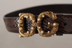 Dolce & Gabbana Brown Amore Animal Print Exotic Leather Logo Buckle Belt - Maison Luxe