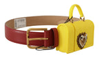 Dolce & Gabbana Red Leather Yellow DEVOTION Heart Bag Buckle Belt - Maison Luxe