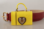 Dolce & Gabbana Red Leather Yellow DEVOTION Heart Bag Buckle Belt - Maison Luxe