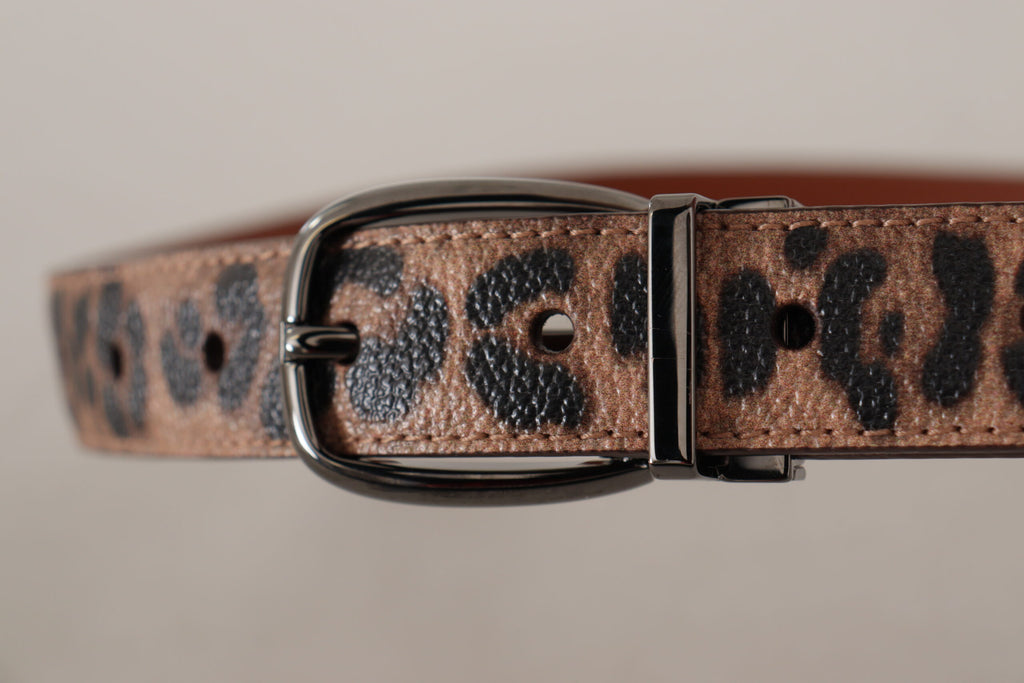 Dolce & Gabbana Brown Leopard Embossed Leather Buckle Belt - Maison Luxe