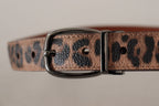 Dolce & Gabbana Brown Leopard Embossed Leather Buckle Belt - Maison Luxe
