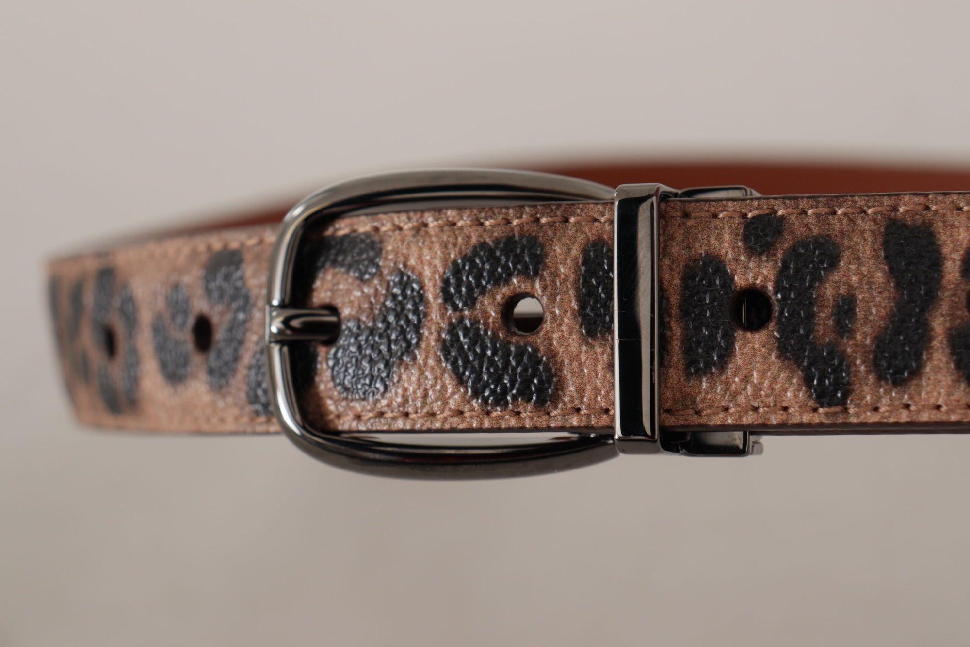 Dolce & Gabbana Brown Leopard Embossed Leather Buckle Belt - Maison Luxe